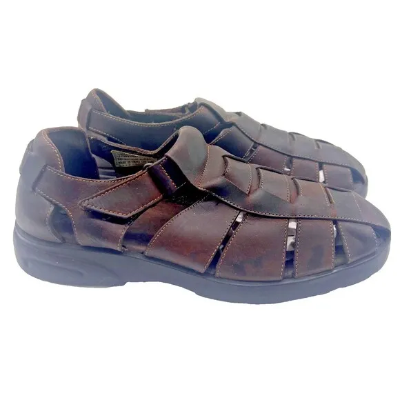 Bass Men's Brown Leather Fishermen Sandals Jakson 3Q33 Size 10 M Comfort Shoes