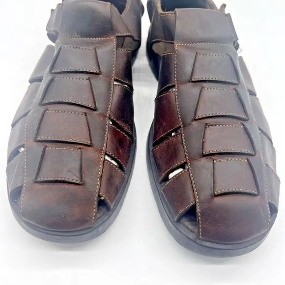 Bass Men's Brown Leather Fishermen Sandals Jakson 3Q33 Size 10 M Comfort Shoes