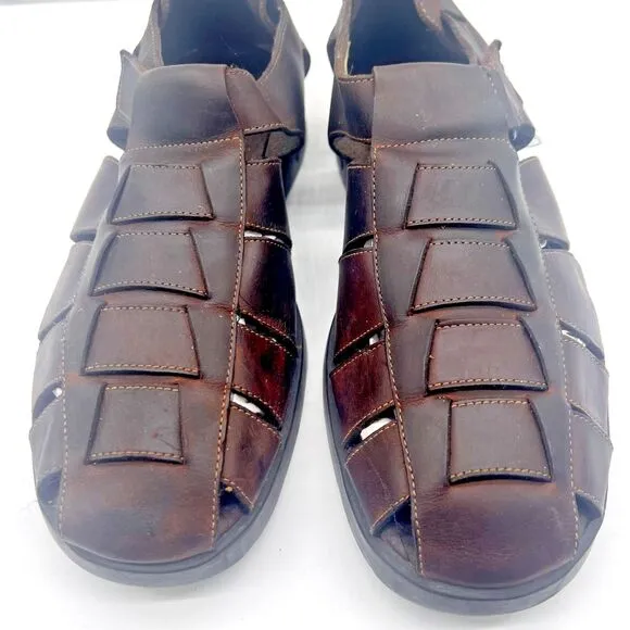 Bass Men's Brown Leather Fishermen Sandals Jakson 3Q33 Size 10 M Comfort Shoes