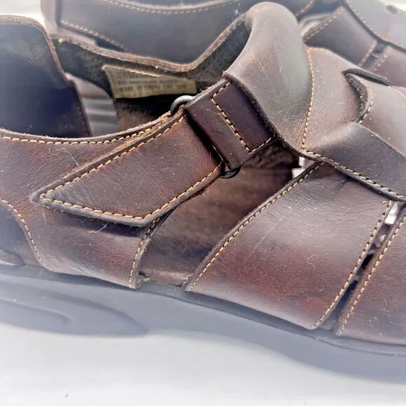 Bass Men's Brown Leather Fishermen Sandals Jakson 3Q33 Size 10 M Comfort Shoes
