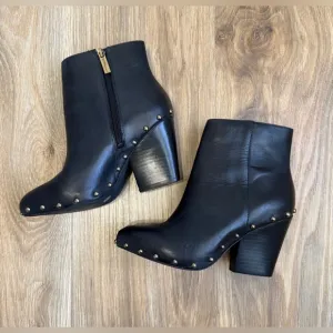 BCBG Generation Womens Jonnie Ankle Boots Studded Leather High Heels Black 7M