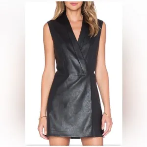 Bcbgmaxazria Caryn Faux-leather wrap mini dress