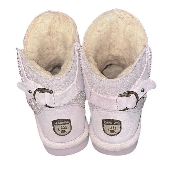 Bearpaw Betty Youth Boots Suede Wool Pink Caviar Girls Size 2
