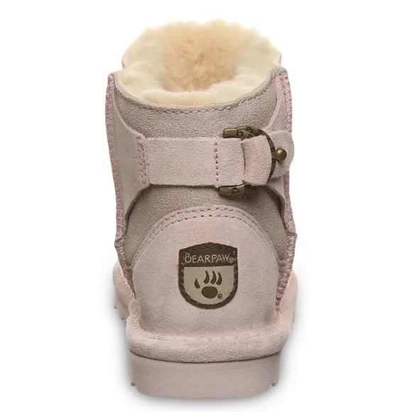 Bearpaw Betty Youth Boots Suede Wool Pink Caviar Girls Size 2