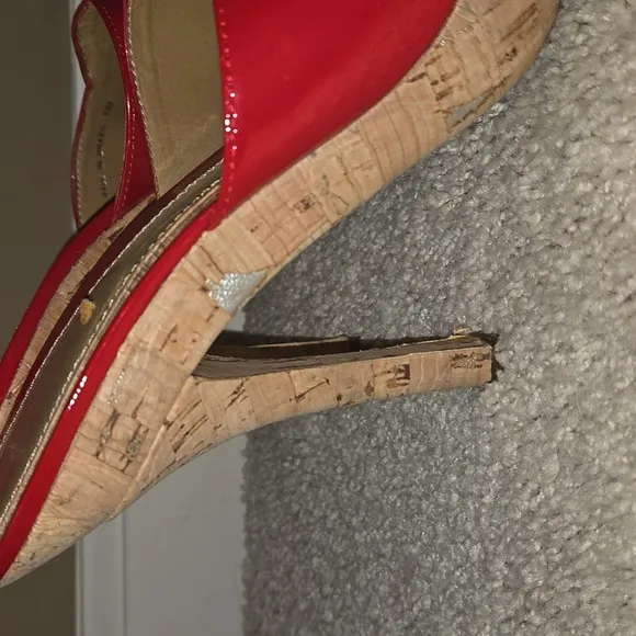 BEBE Cherry Red patent leather high heel slip on 6B / 6M