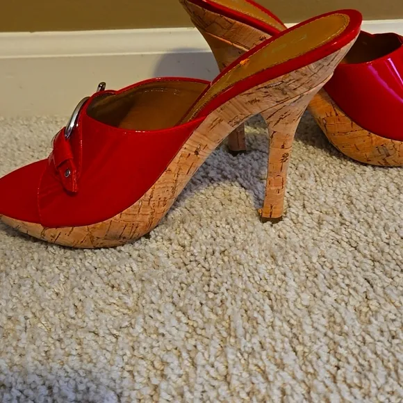 BEBE Cherry Red patent leather high heel slip on 6B / 6M