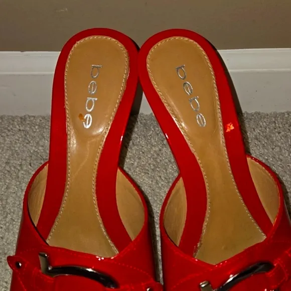 BEBE Cherry Red patent leather high heel slip on 6B / 6M