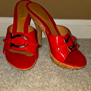 BEBE Cherry Red patent leather high heel slip on 6B / 6M