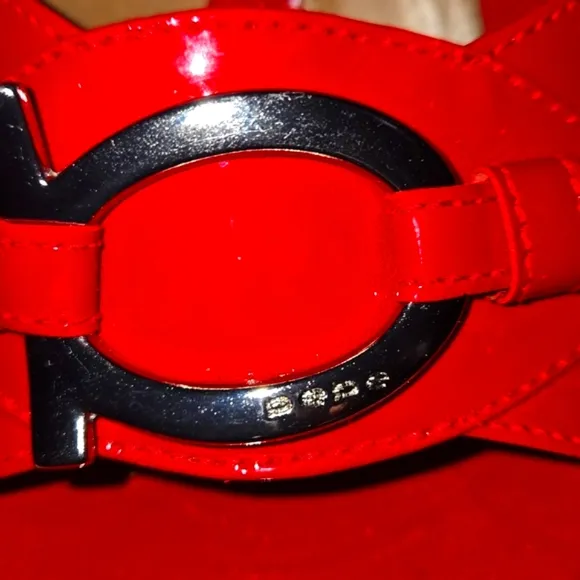 BEBE Cherry Red patent leather high heel slip on 6B / 6M