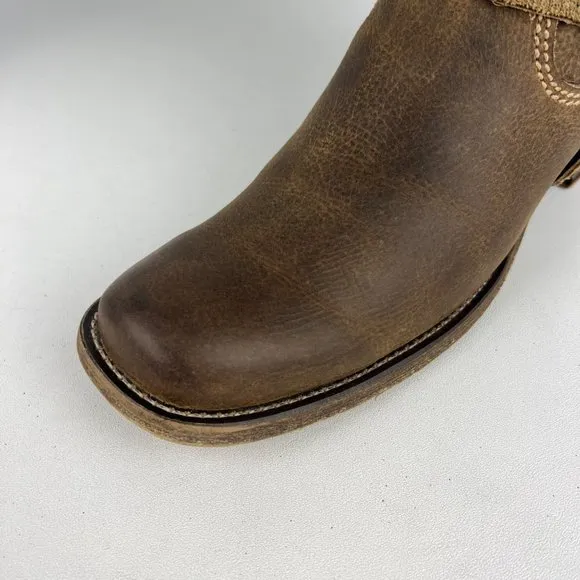 Bed Stu Womens Opal Brown Leather Harness Boots Bottle Opener Distressed sz 6.5