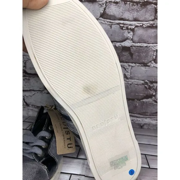 Bed Stu Workshop Blue Gray Leather Distressed Lace Casual Sneakers Men 13M US/46