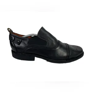 Bed Stud Mens 11 Shoes Duomo Slip On Distressed Black Leather Brogue Casual