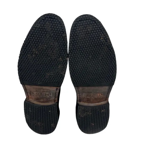 Bed Stud Mens 11 Shoes Duomo Slip On Distressed Black Leather Brogue Casual