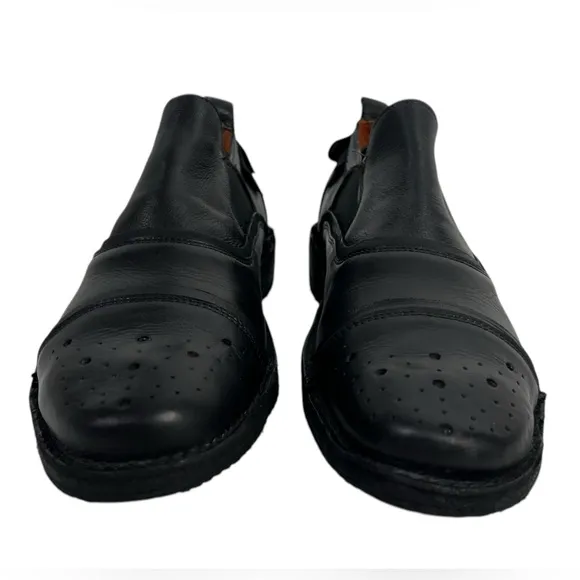Bed Stud Mens 11 Shoes Duomo Slip On Distressed Black Leather Brogue Casual