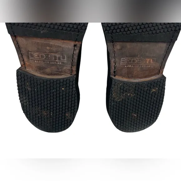 Bed Stud Mens 11 Shoes Duomo Slip On Distressed Black Leather Brogue Casual