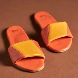 Beek Bluebird Slide Sandals - Tangerine Leather