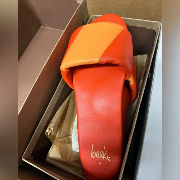 Beek Bluebird Slide Sandals - Tangerine Leather