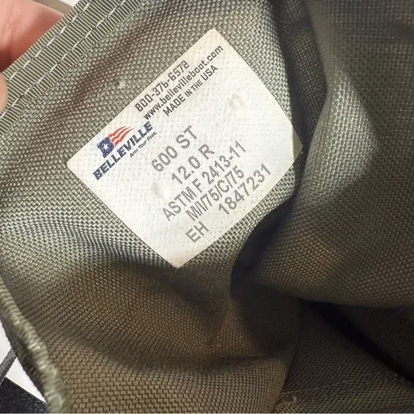 Belleville 600 ST Hot Weather Steel Toe Military Boots Tan Green Size 12 R