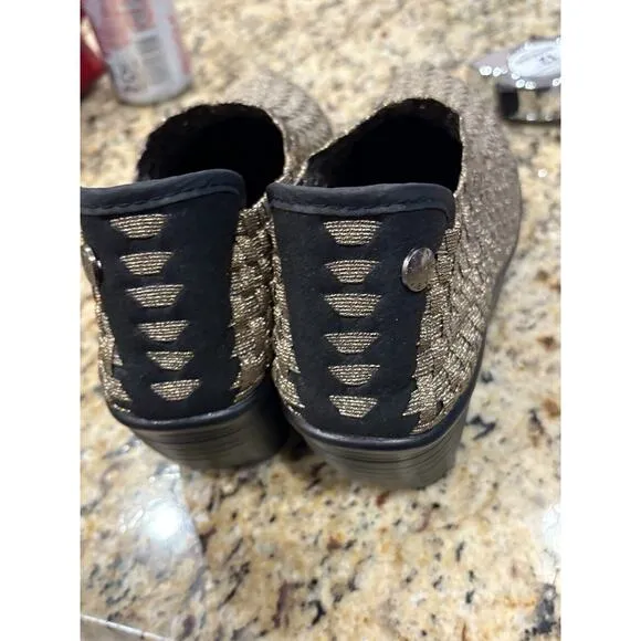 Bernie Mev Bronze Elastic Woven Slip On Platform Wedge Booties EU 36/ US 5.5
