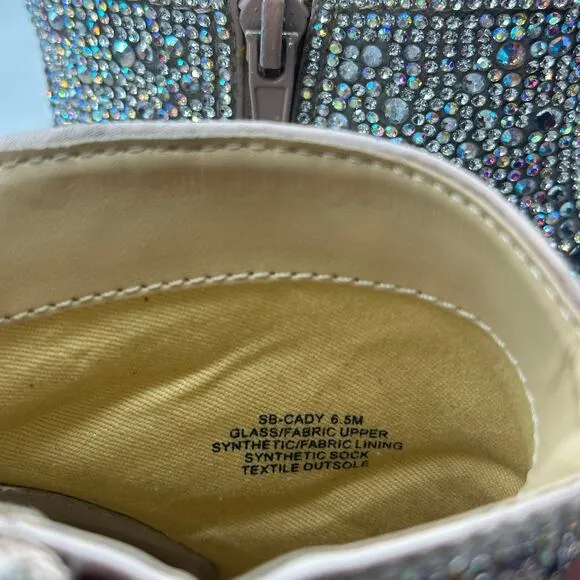 BETSEY JOHNSON Cady Ankle Boots Rhinestone Bling Sz 6.5