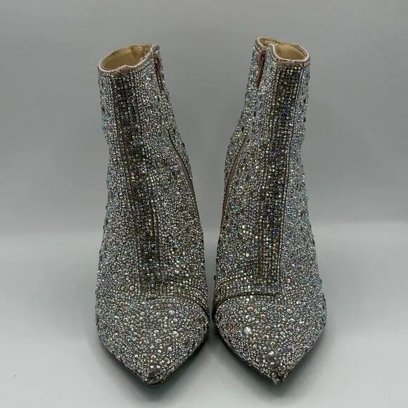 BETSEY JOHNSON Cady Ankle Boots Rhinestone Bling Sz 6.5