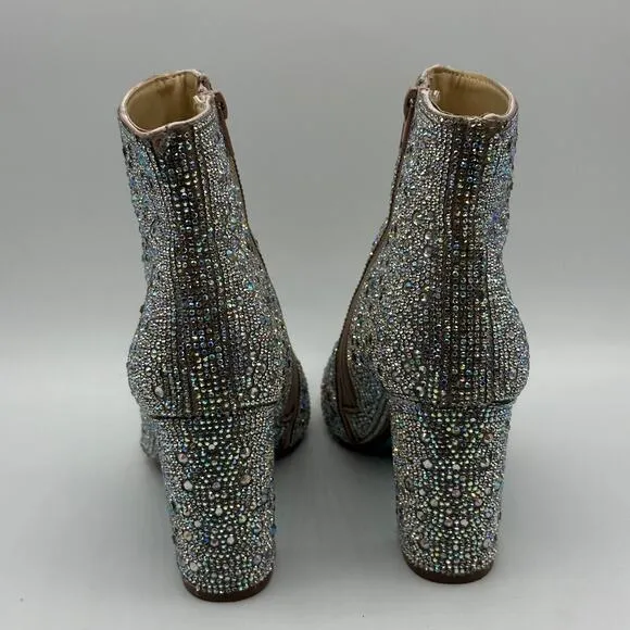 BETSEY JOHNSON Cady Ankle Boots Rhinestone Bling Sz 6.5