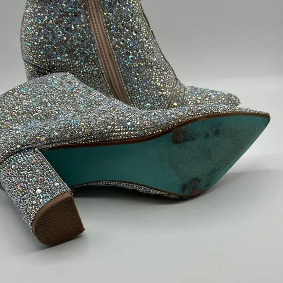 BETSEY JOHNSON Cady Ankle Boots Rhinestone Bling Sz 6.5