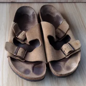 Betula by Birkenstock 280 Brown Suede Slip-On Sandals Men's 43 Size M 10