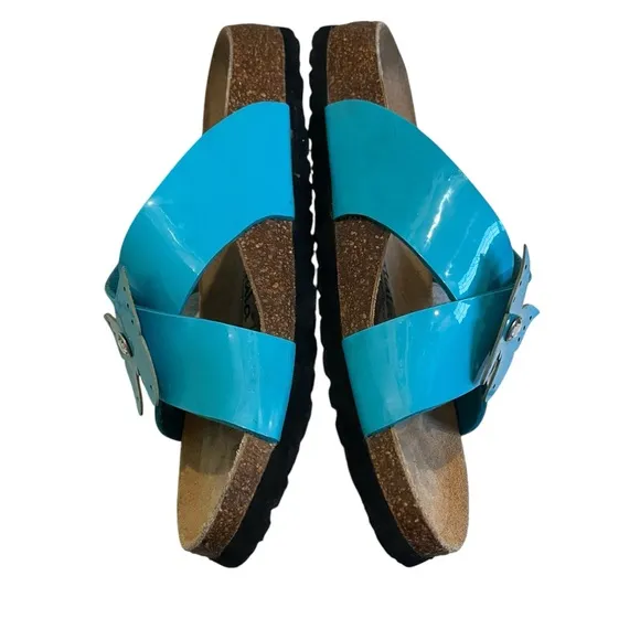 Betula by Birkenstock Bright Blue Butterfly Accent Sandals, Sz EU 41 / US 10