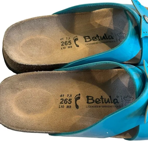 Betula by Birkenstock Bright Blue Butterfly Accent Sandals, Sz EU 41 / US 10