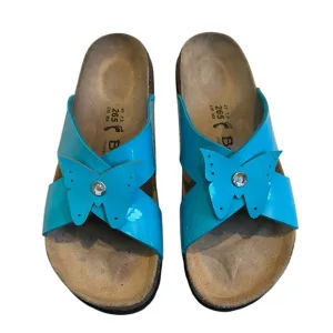 Betula by Birkenstock Bright Blue Butterfly Accent Sandals, Sz EU 41 / US 10