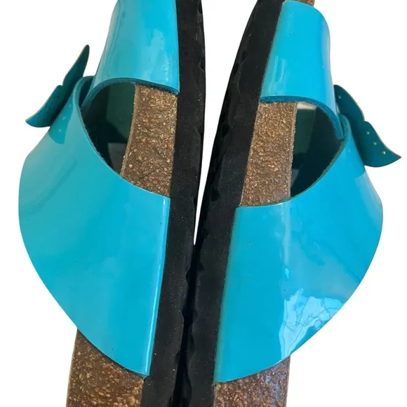 Betula by Birkenstock Bright Blue Butterfly Accent Sandals, Sz EU 41 / US 10