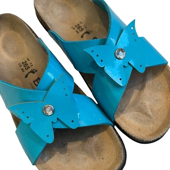 Betula by Birkenstock Bright Blue Butterfly Accent Sandals, Sz EU 41 / US 10