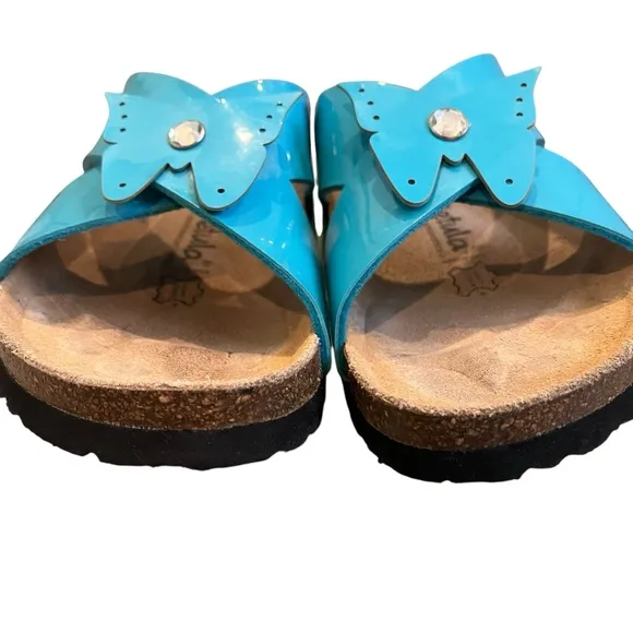 Betula by Birkenstock Bright Blue Butterfly Accent Sandals, Sz EU 41 / US 10