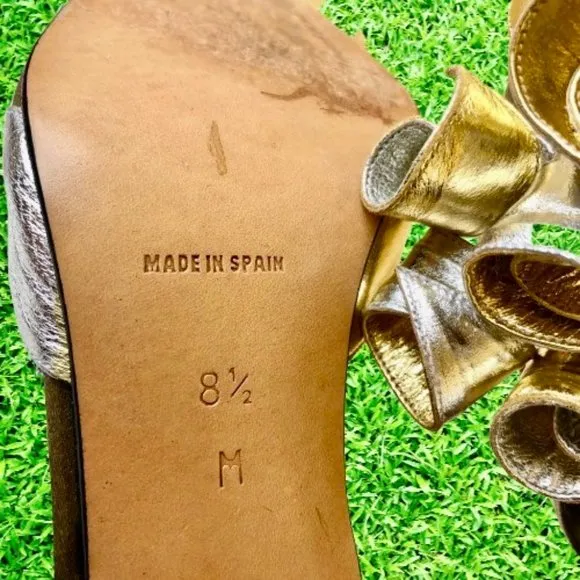 Beverly Feldman Vtg 80's Metallic Silver &amp; Gold Leather Slingback Pump AS IS