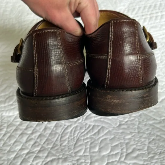 Billy Reid •10.5• Brown Double Monk Strap Captoe Handmade in Italy Leather Shoes