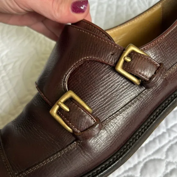 Billy Reid •10.5• Brown Double Monk Strap Captoe Handmade in Italy Leather Shoes
