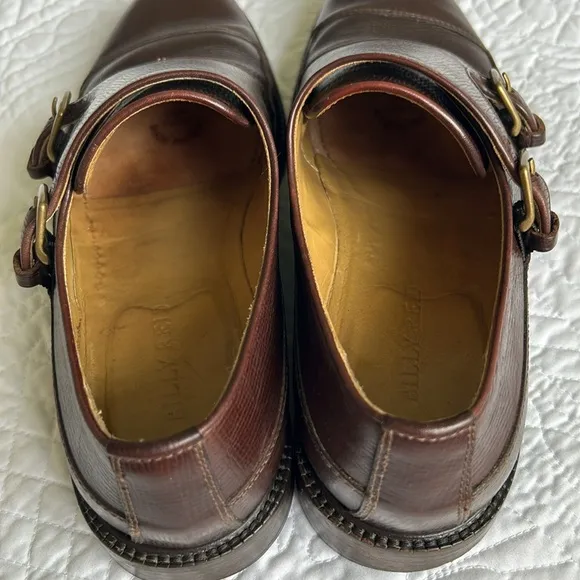 Billy Reid •10.5• Brown Double Monk Strap Captoe Handmade in Italy Leather Shoes