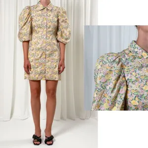 Birgitte Herskind Ami Floral Mini Dress Large Yellow NWT