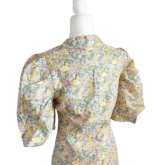 Birgitte Herskind Ami Floral Mini Dress Large Yellow NWT