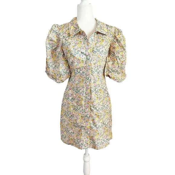 Birgitte Herskind Ami Floral Mini Dress Large Yellow NWT