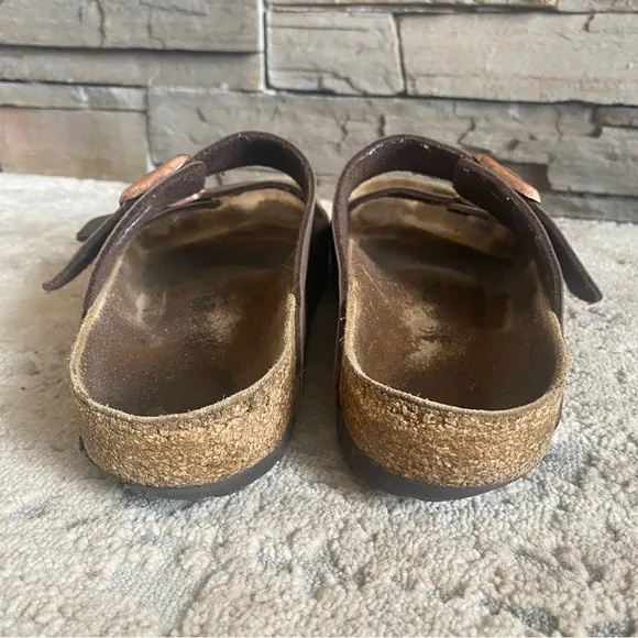 Birkenstock Arizona Chocolate Brown Nubuck Suede Leather Double Buckle Sandals