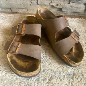 Birkenstock Arizona Chocolate Brown Nubuck Suede Leather Double Buckle Sandals