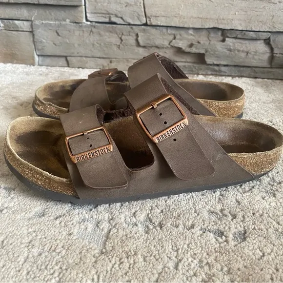 Birkenstock Arizona Chocolate Brown Nubuck Suede Leather Double Buckle Sandals