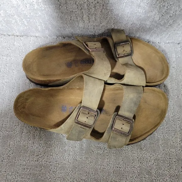 Birkenstock Arizona Mens Size EU 46 US M13 Brown 2 Strap Soft Footed Sandals