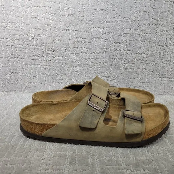 Birkenstock Arizona Mens Size EU 46 US M13 Brown 2 Strap Soft Footed Sandals