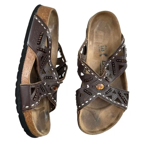 Birkenstock Betula Brown Cork Bed Slip On Sandals
