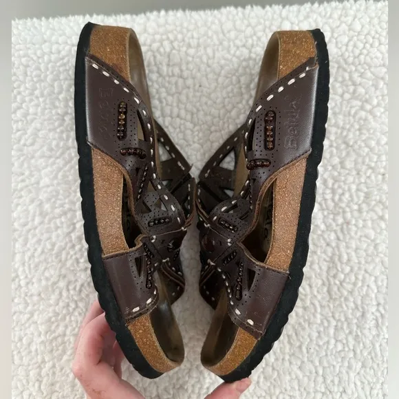 Birkenstock Betula Brown Cork Bed Slip On Sandals