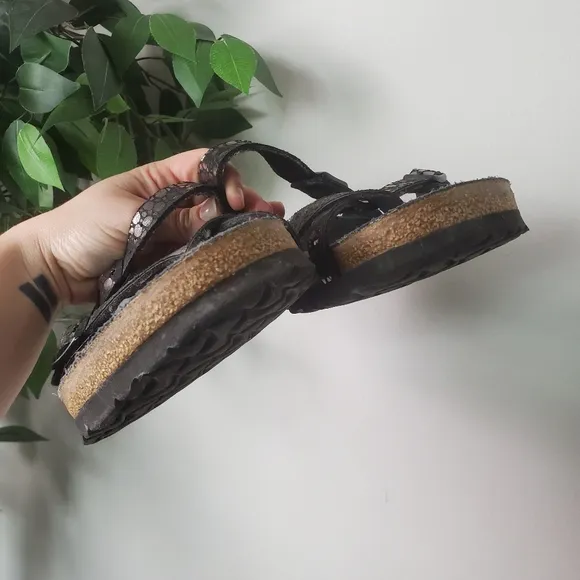 BIRKENSTOCK Birko Flor Mayari Metallic Stone Print Slip On Sandals Toe Loop 42