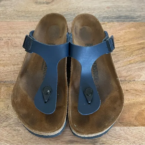 Birkenstock Blue Gizeh Leather Sandals Size 7